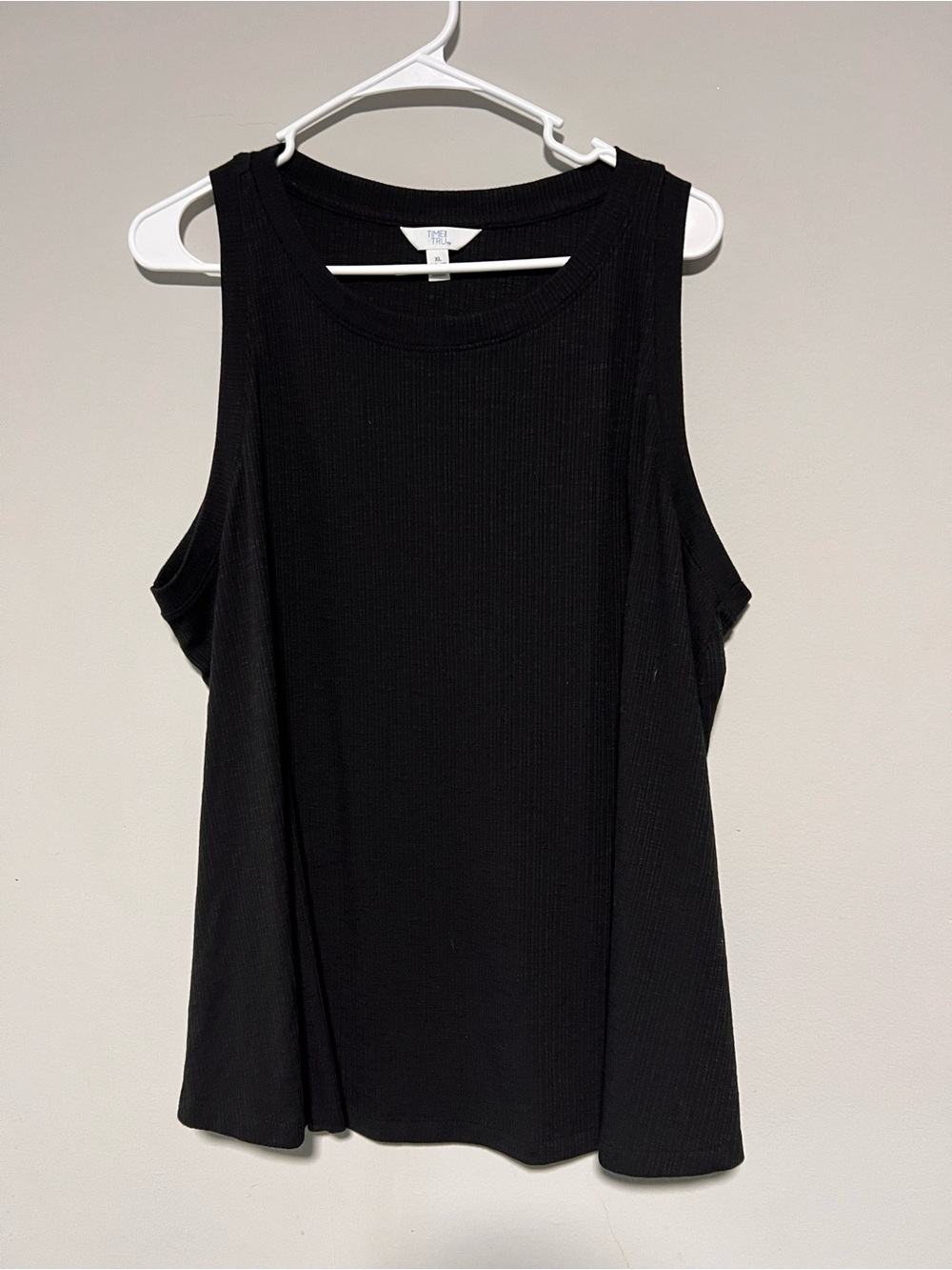 Time And Tru Women’s Size XL Solid Black Ribbed Sleeveless Tank Top